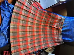 ANTIQUE LATE 1930’S Red & Grey PLAID Pleated SKIRT - Picture 1 of 11