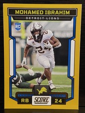 2023 Score Football Yellow Card #328 Mohamed Ibrahim RC Detroit Lions 