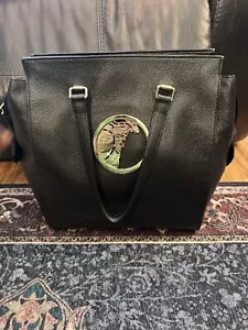 Versace Collection Bags - Black & Gold Authentic Pebbles Leather Tote - Picture 1 of 10