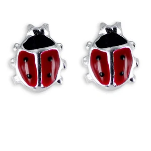 Ohrstecker Marienkäfer  925/000 Silber mit rotem u. schwarzen Lack - Bild 1 von 1
