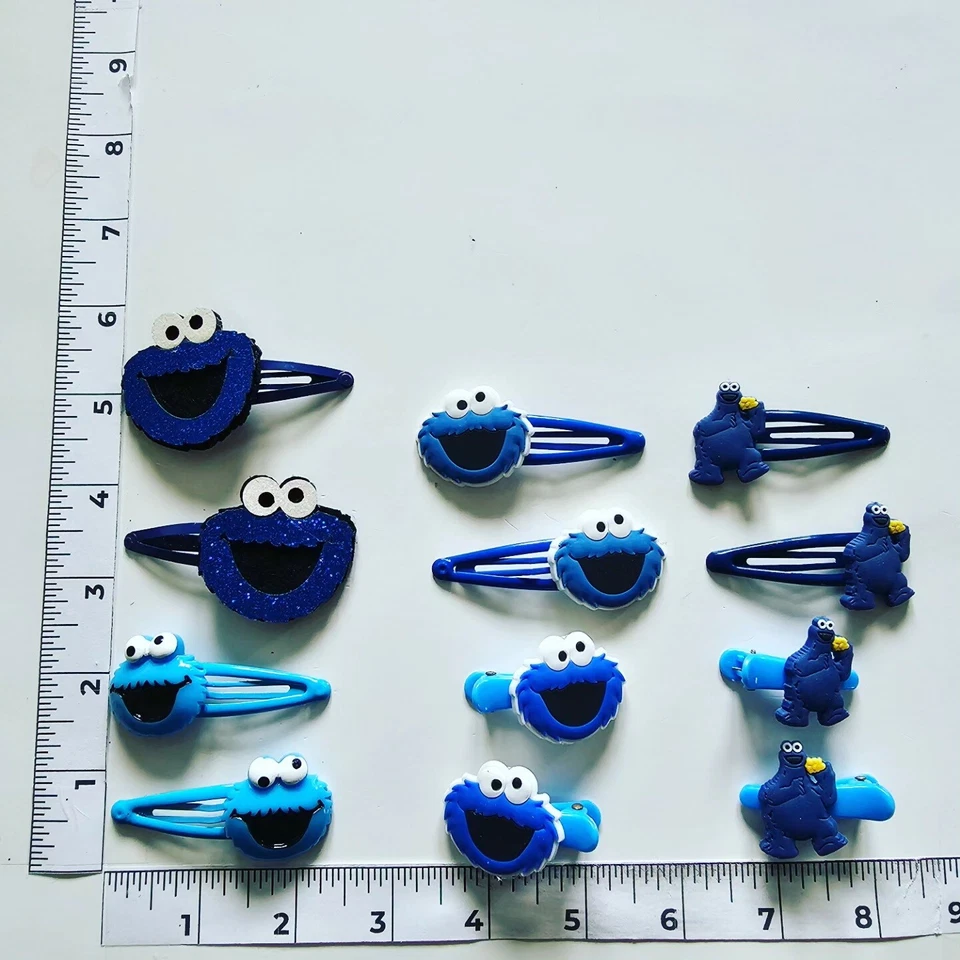 Handmade Hair Bows - Kids Shows - Sesame Street - Cookie Monster - Hair Clips #1 - Image 1 of 1