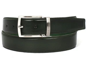 Cinturón de cuero para hombre PAUL PARKMAN pintado a mano verde oscuro (ID#B01-OSCURO-GRN) - Imagen 1 de 2