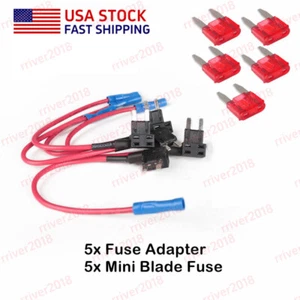 5 Sets 10Amp ATM/APM Mini Blade Sicherungen Add-a-Circuit Sicherungshalter Tap Adapter - Bild 1 von 12