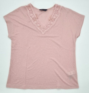 Marks & Spencer Kurzarmshirt T-Shirt mit Häkelei für Damen in Gr. 40