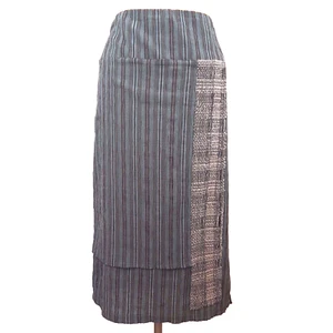 The Ark Pencil Skirt SZ S Stripe Teal Brown Unstructured Lagenlook Midi - Picture 1 of 5