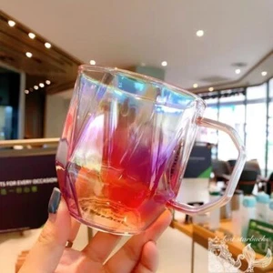NEU Starbucks Holiday Gifts Aurora Borealis glänzender Glasbecher facettiert Regenbogen - Bild 1 von 8