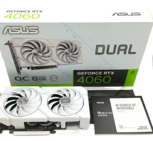 ASUS DUAL-RTX4060-O8G-EVO-WHITE Graphics Card GeForce RTX 4060 8GB OC Ed. GDDR6 - Picture 1 of 8
