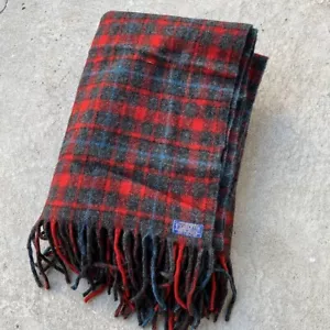 PENDLETON 40s Wool Vintage Blanket 178 x 134 cm Red Plaid - Picture 1 of 5