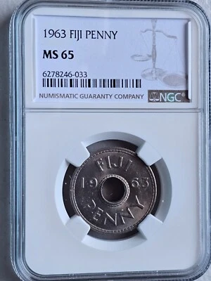 Fiji 1 Penny 1963 NGC MS 65 - Image 1 of 2