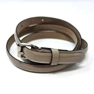 ANN TAYLOR TAUPE PATENT LEATHER SKINNY BELT WOMEN LARGE NEUTRAL CLASSIC OFFICE - Picture 1 of 12