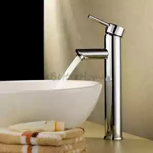 Modern Chrome Tall Bathroom Vanity Mixer Sink Faucet Single Hole Wash Basin Tap - Picture 1 of 3
