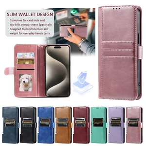 For LG Q60 K50 K40 V30 G6 Wallet Case Shockproof Leather Flip Stand Phone Cover - Picture 1 of 20