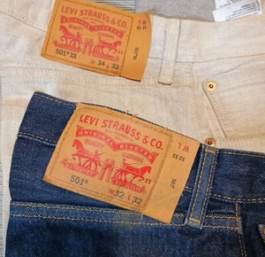 Levis 501 Jeans Herren 38x32 Blau Medium Wash Denim Straight Leg 100% Baumwolle - Bild 1 von 6