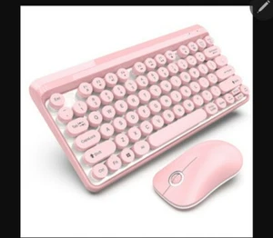 Punk Key Wireless Keyboard And Mouse Combo Set For Laptop /computer Pink  - Picture 1 of 7