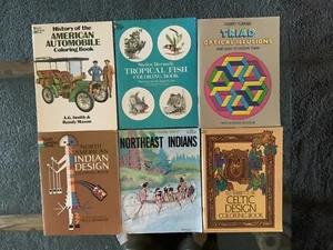 6 Lot Of 6 Vintage Dover & More Coloring Books Education History Science - Picture 1 of 12