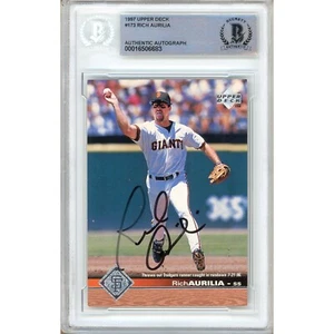 Rich Aurilia Auto 1997 Upper Deck #173 SF Giants Autograph Card Beckett BAS Slab - Picture 1 of 5
