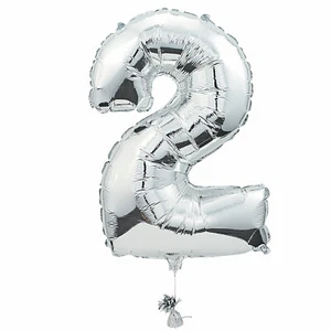 2 Shaped Number 34" Mylar Balloon, Party Decor, 1 Piece - Picture 1 of 1