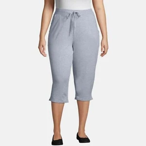 Just My Size Women's Plus Size French Terry Pocket Capri, Light Steel, 1X (16W) - Picture 1 of 5