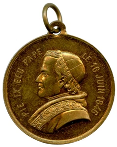 ITALIA VATICANO 1878 MORTE DI PIO IX MEDAGLIA CIONDOLO BRONZO 29,5M - Foto 1 di 4