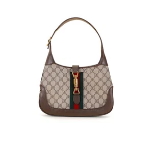 Balenciaga x Gucci -Jackie Small Bag- The Hacker Brown Leather BB Monogram - Picture 1 of 6