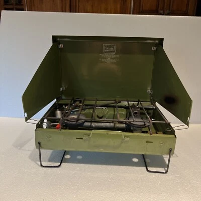 Estufa de campamento vintage Sears Roebuck de 2 quemadores modelo 476 72244 Foto 1 de 4