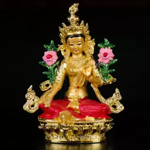Feng Shui Chino Tibetano Budismo Tibetano Verde Tara Buda Estatua Decoración del Hogar - Imagen 1 de 5
