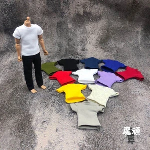 Camiseta a escala 1/12 manga corta para el torso modelo de ropa para figura de acción masculina de 6 - Imagen 1 de 19