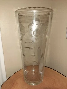 Tall Clear Glass Vase with Beautiful Etched Flower & Leaf Design 11¹/⁴" Tall - Picture 1 of 9