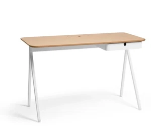 Key Desk, 48" Oak + White by Poppin (48"L x 24"W x 29"H) - Picture 1 of 6