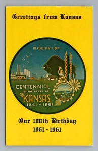 Cartolina Saluti dal Kansas Centenario 1961 - Foto 1 di 2