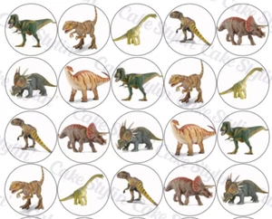 20 x DINOSAUR MIXED Edible Cupcake Toppers Wafer Paper Cake 3.5cm Jurassic Park - Picture 1 of 1