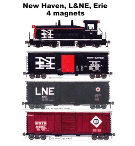 New Haven SW1200, NH, L&NE, Erie Box Cars 4 imanes de Andy Fletcher - Imagen 1 de 1