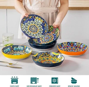 Pasta Bowl, Ceramic Salad Bowl (Set of 6), 32 oz. Large Utensil Bowl - Picture 1 of 6