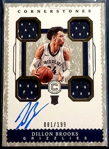 DILLON BROOKS 2017-18 PANINI CORNERSTONES ROOKIE QUAD PATCH AUTO #189 RC 81/199 - Picture 1 of 2