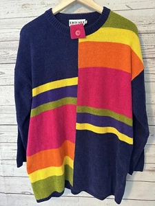 Maglione vintage nuovo con etichette Y2K Richard & Co colore medio vibrante blocco manica lunga - Foto 1 di 7