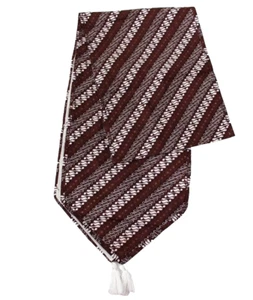 Batik Handmade Fabric Ethnic Tassel Table Runner Brown White - Picture 1 of 3