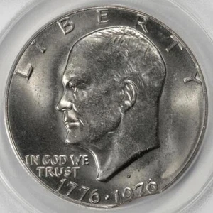 1976D ANACS MS64 Curved Clip Bicentennial Dollar Mint Error Nice Type Error Coin - Picture 1 of 4