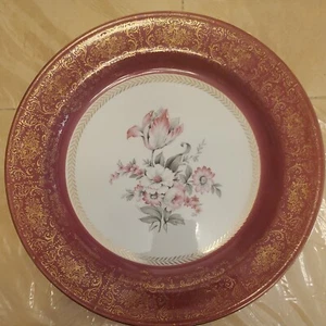 Vintage Homer Laughlin Lady Irene plate 22k gold made in USA /decorated Canada  - Foto 1 di 5
