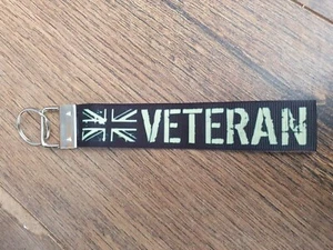 VETERAN ! BRITISH ARMY NAVY RAF MILITARY BIKER TANK UNION JACK Keyring Key Fob - Picture 1 of 1