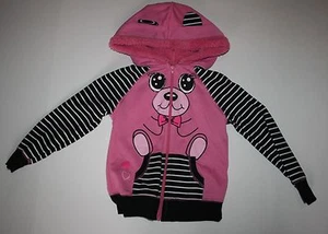 New Belle Du Jour Girls 6X year Pink Bear Ears Zip Up Jacket Hoodie Sweatshirt  - Picture 1 of 2
