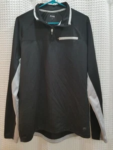 Fila Mens Pullover Lightweight Sweater Quarter Zip Size Medium Black White Trim - Picture 1 of 7