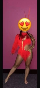 Freestyle Disco Solo Fast Dance Costume Red/Gold - Size XS/S - 6/8 - Picture 1 of 4