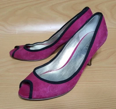 Guess Peep Toe Pumps Heels Fuchsia Leather Womens Shoes 8 M - Image 1 of 4