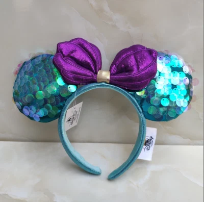 Disney~Parques Mickey Mouse Orejas de Minnie Sirenita Ariel Diadema Púrpura Foto 1 de 4