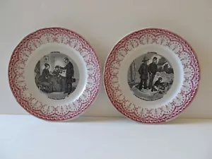 Antique French Porcelain Plates Les Vocations Sarreguemines et Digoin - Picture 1 of 10