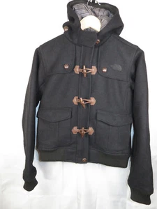 North Face Bellflower Wool Toggle Jacket Hooded Black Bomber Full Zip Damen S - Bild 1 von 24
