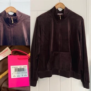 Juicy Couture Track Jacket Top In Bitter Chocolate Full Zip Velour Sz XXXL BNWT - Picture 1 of 8