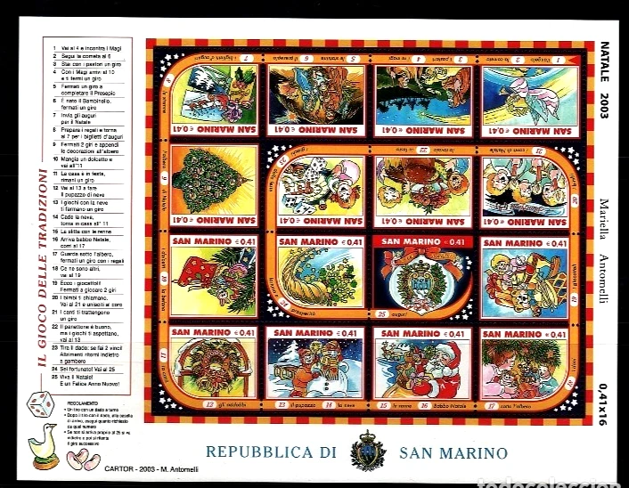 Timbres Thème Noël Saint-Marin 2003 1913/28 16v. Mini Feuille B - Photo 1/1