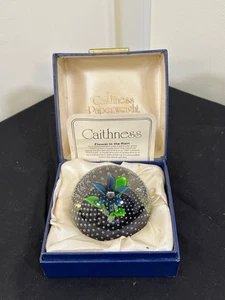Vintage 1970's Caithness Blue Flower in the Rain Scottish Art Glass Paperweight - Picture 1 of 7