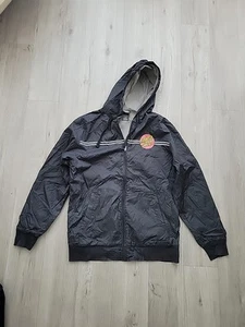 The Original Santa Cruz Skateboard Jacket Medium Black Full Zip Hoodie Lined - Picture 1 of 8